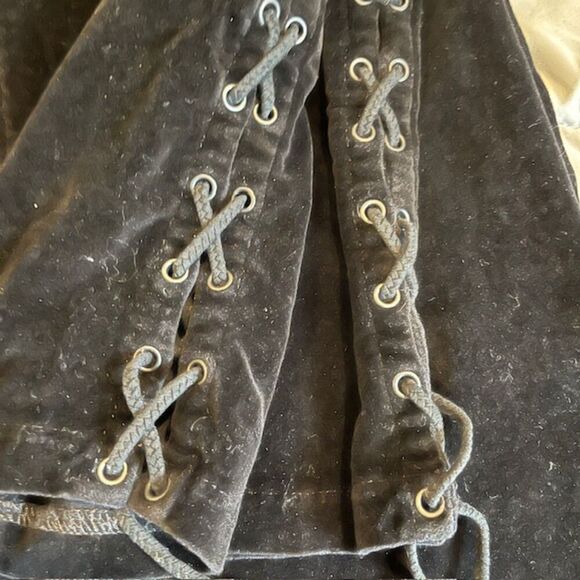 Hudson Nix High Rise Lace Hem Black Velvet Cropped Skinny Pants Size 29 - Picture 13 of 14